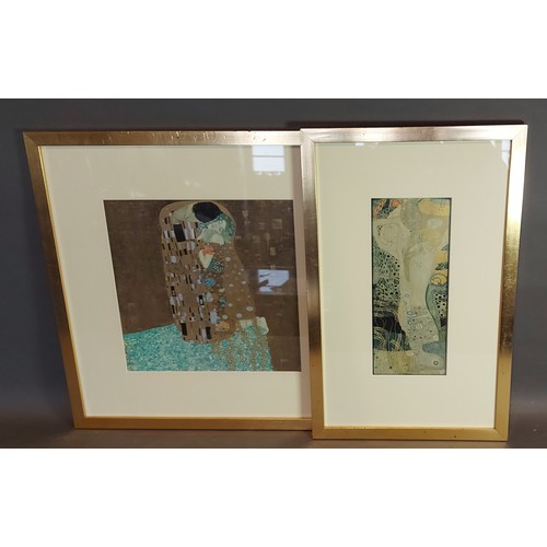 64 - After Gustav Klimt, Fulfilment, print in colours together with two similar pictures after Gustav Kli... 