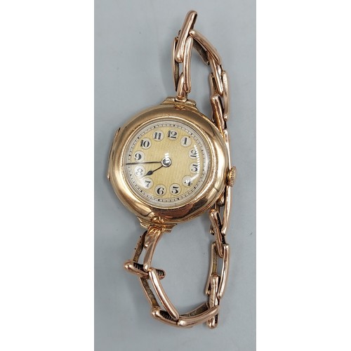 73 - A Rolex 9ct gold cased ladies wristwatch with 9ct gold expanding strap, 22.9gms inclusive