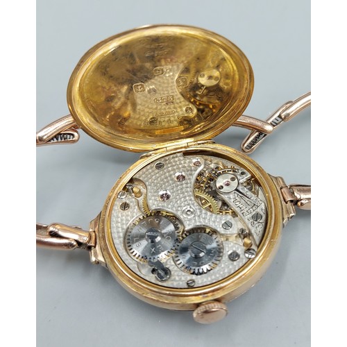 73 - A Rolex 9ct gold cased ladies wristwatch with 9ct gold expanding strap, 22.9gms inclusive