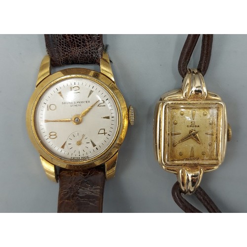 81 - A gold plated ladies wristwatch by Baume and Mercier together with a gold plated ladies wristwatch b... 