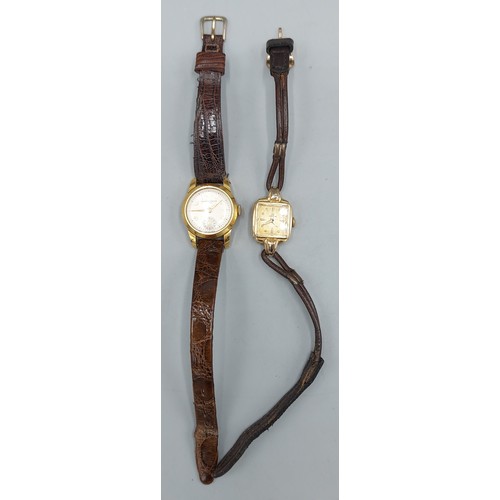 81 - A gold plated ladies wristwatch by Baume and Mercier together with a gold plated ladies wristwatch b... 