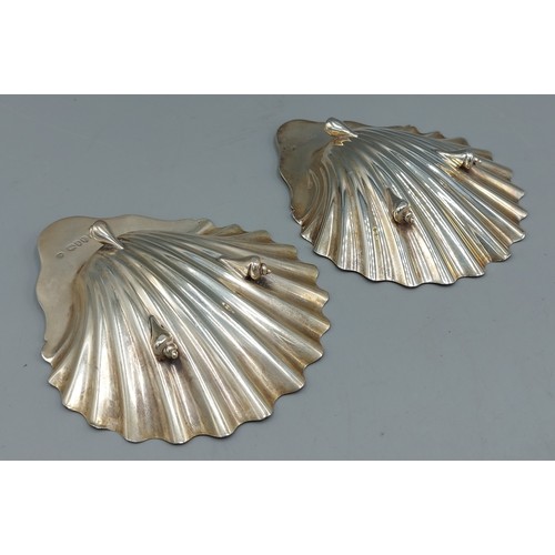 91 - A pair of Victorian silver butter dishes of Scallop form, London 1886, maker Francis Higgins III, 5o... 