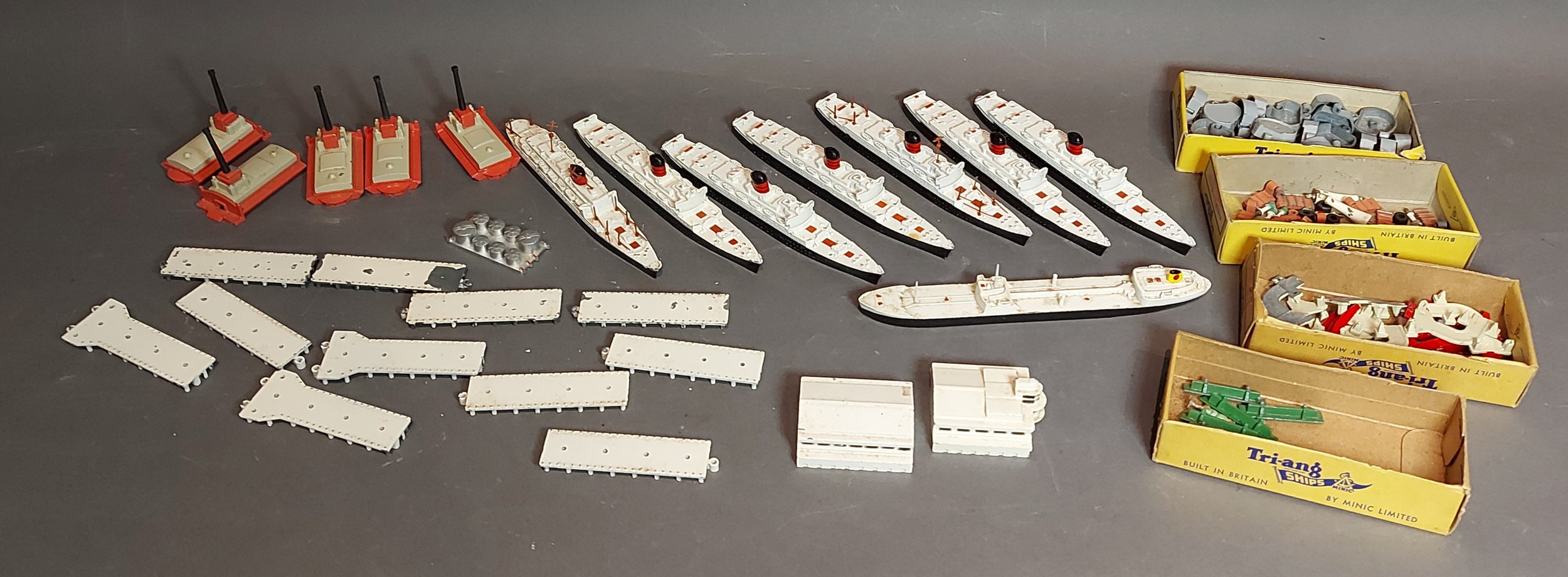 A Tri-ang metal model of the S.S. France together with a collection of ...