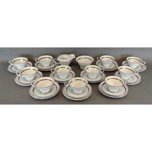 30 - A Bohemian glass vase with engraved decoration, 22cms tall together with a French glass dessert serv... 