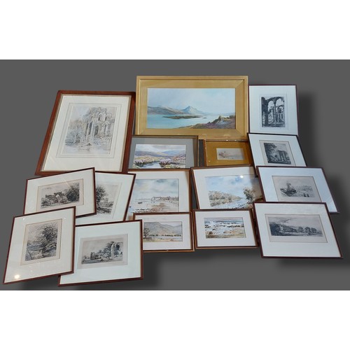45 - A.H. Webb, Loch Marie, Ross-Shire, watercolour, signed together with watercolours by A.W. Williams a... 