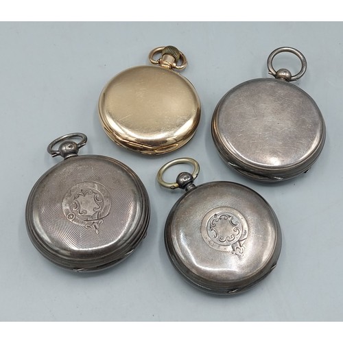142 - A London silver cased pocket watch together with a Chester silver cased pocket watch, another silver... 