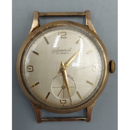 149 - A 9ct gold cased gentlemans wristwatch by Accurist, 6gms excluding movement