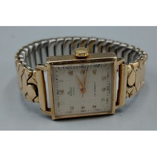 150 - A 9ct gold cased wristwatch by Elco, 7.2gms excluding movement