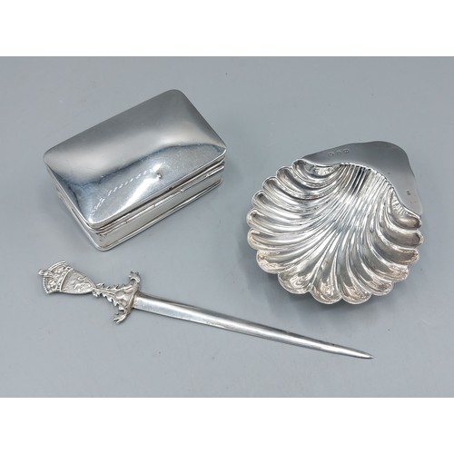 164 - A Birmingham silver jewellery box of rectangular form together with a Birmingham silver butter dish ... 