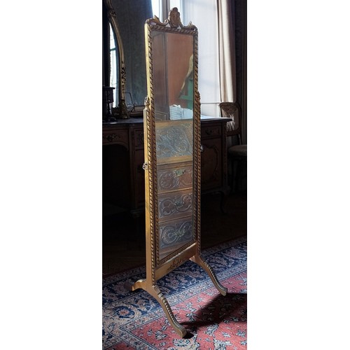 382 - A French gilded Cheval mirror together with a painted wall mirror