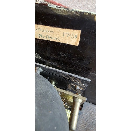 335 - A mahogany longcase clock, the painted dial inscribed Wignall, Ormskirk with two train movement and ... 
