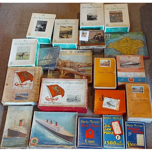 268 - A collection of Jigsaw puzzles by Chad Valley to include Cunard The Queen Mary, GWR and others