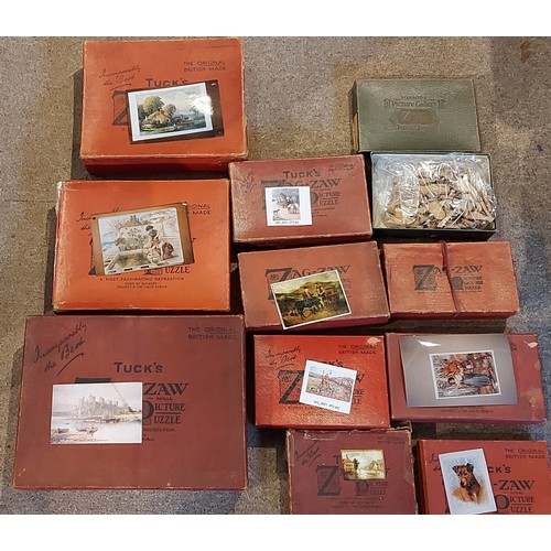 295 - A Raphael Tuck and Sons Zag-Zaw Jigsaw puzzle Conway Castle, The Farmhouse together with nine other ... 