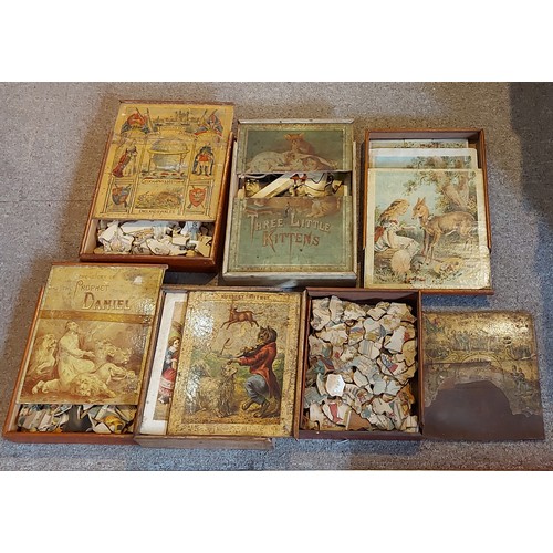 304 - A Victorian block puzzle Nursery Rhymes together with a Victorian Jigsaw puzzle The Prophet Daniel, ... 