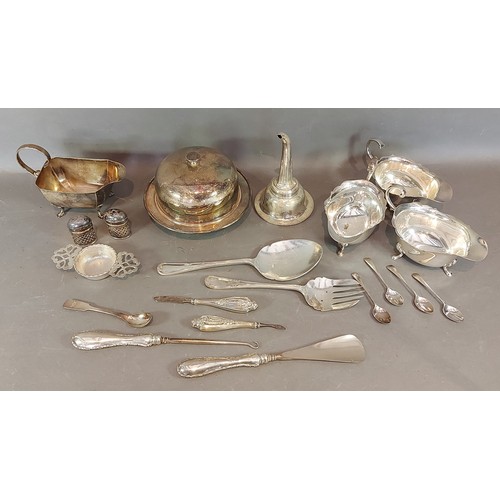 Four silver handled implements together with a small collection of ...