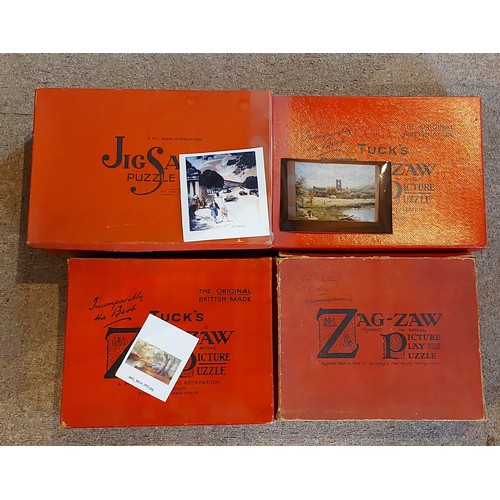 388 - Raphael Tuck and Sons Zag Zaw Jigsaw puzzle Leamington Spa together with three other Zag Zaw puzzles
