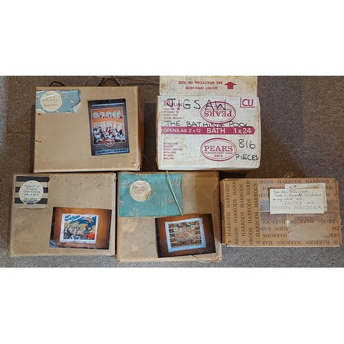 407 - A collection of five early wooden Jigsaw puzzles