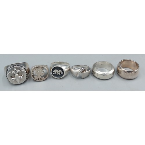 132 - Six 925 silver dress rings, 2.5ozs