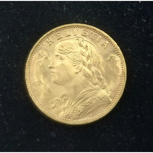139 - A Swiss 20 Franc Gold Coin dated 1927