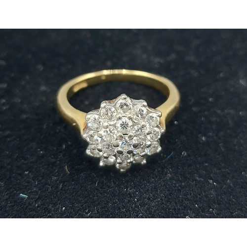 156 - An 18ct gold Diamond cluster ring set with many Diamonds, 3.7gms, ring size H