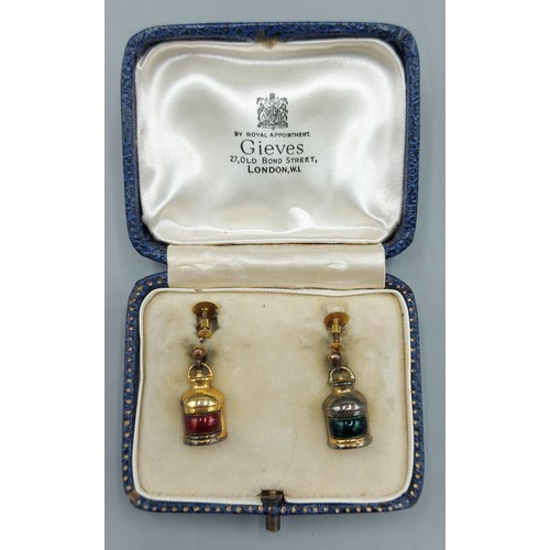 162 - A pair of 9ct gold drop earrings in the form of ships lanterns, 4.7gms