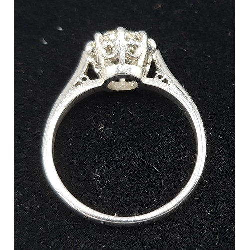 168 - An 18ct white gold Solitaire Diamond ring, claw set, approx. 1.32ct, 3.3gms, ring size J