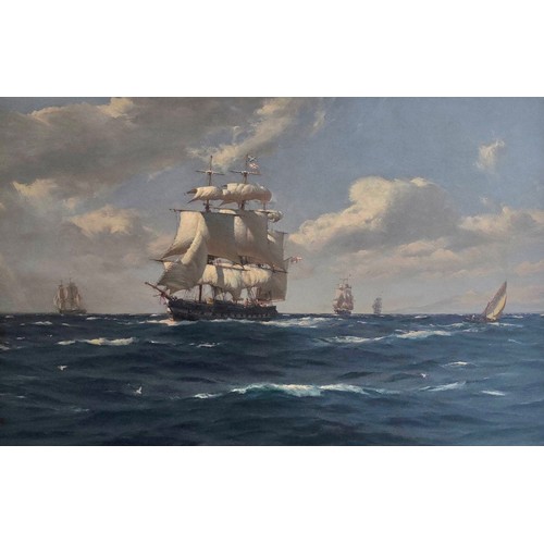 60 - Thomas Jacques Somerscales, HMS Liffey off The Coast of Chile, oil on canvas, 78.5cms x 119.5cms