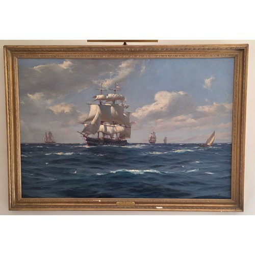 60 - Thomas Jacques Somerscales, HMS Liffey off The Coast of Chile, oil on canvas, 78.5cms x 119.5cms