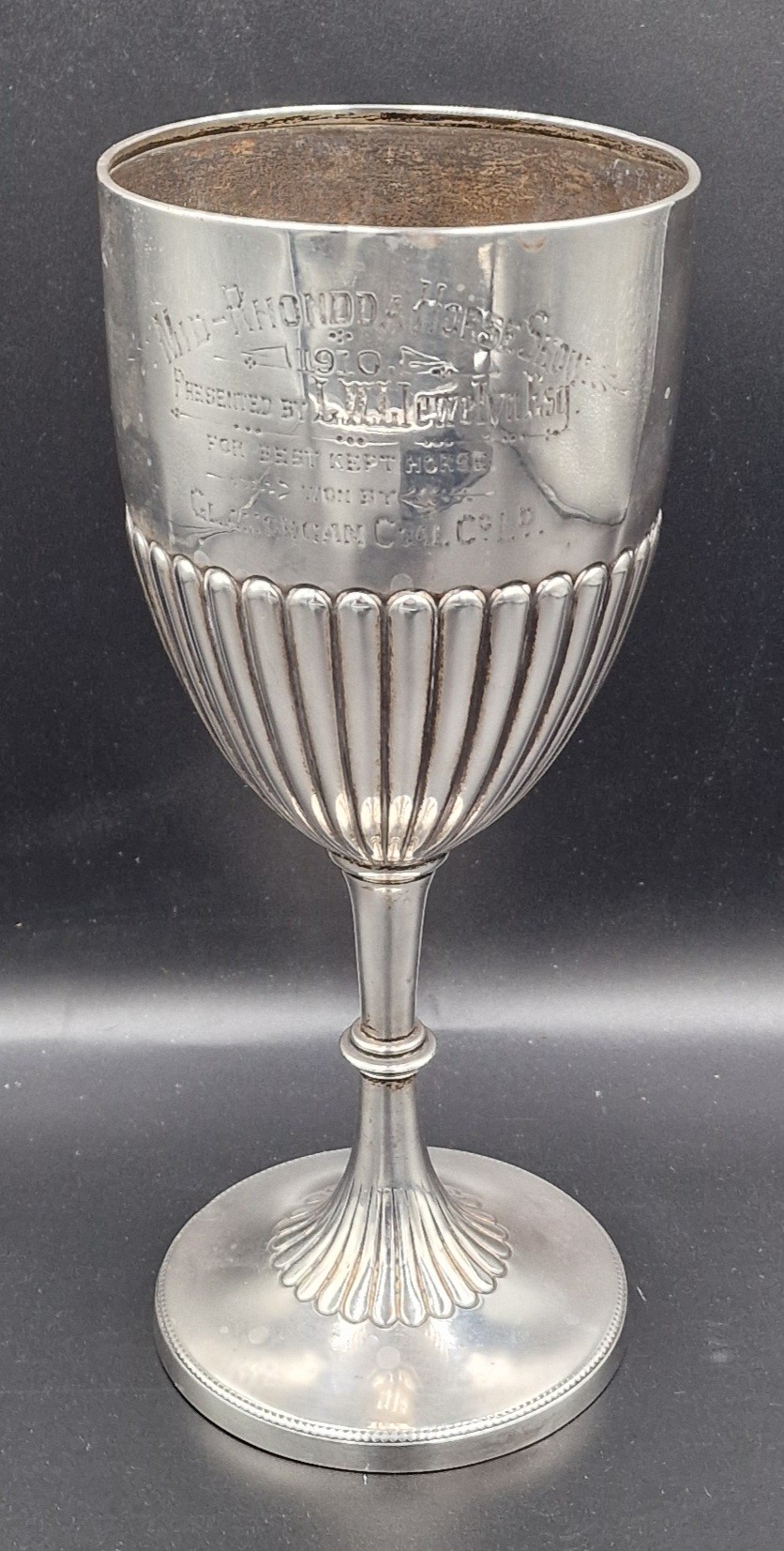 An Edwardian silver trophy cup of half lobed form, Birmingham 1909 ...