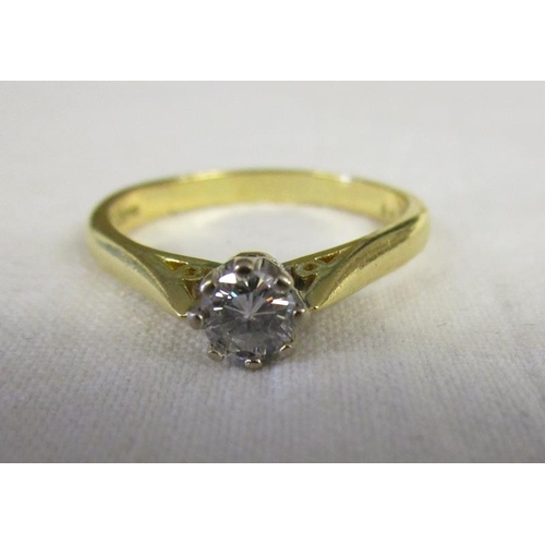 104 - 18ct gold diamond solitaire ring (.33cts)