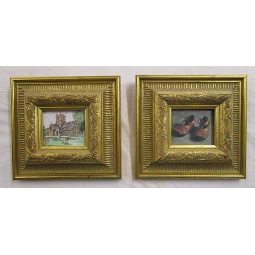 126 - Pair of miniature prints in ornate gilt frames