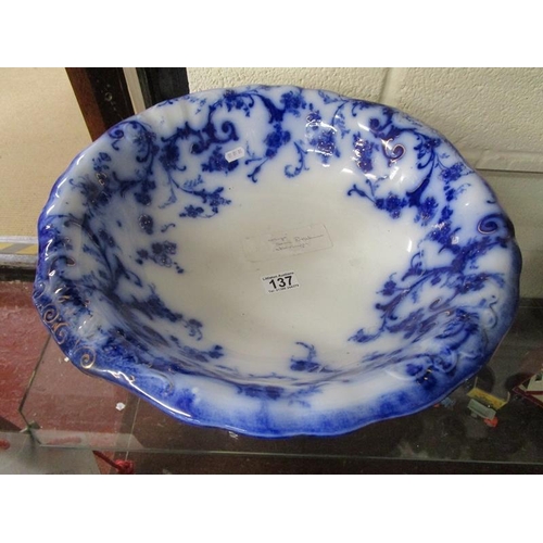 137 - Large Ridgeway blue & white bowl