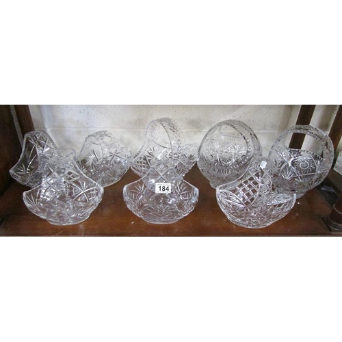 184 - Collection of 8 glass baskets