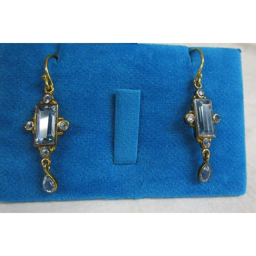 68 - Pair of blue topaz drop earrings