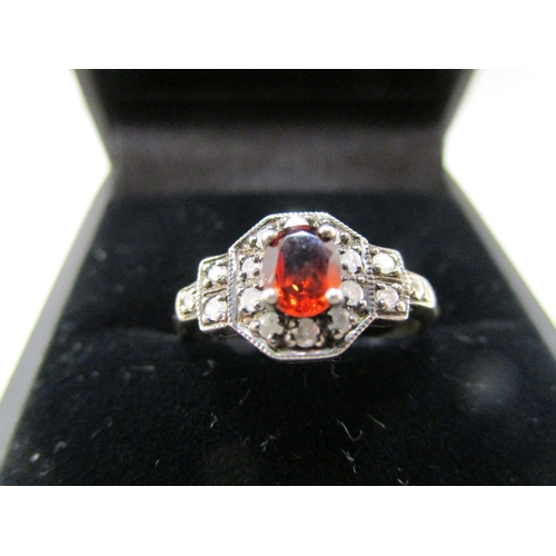 70 - 15ct gold garnet & diamond ring