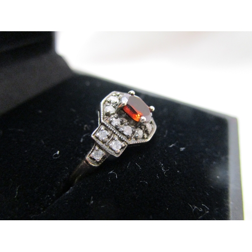 70 - 15ct gold garnet & diamond ring