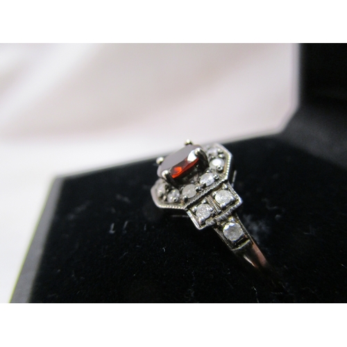 70 - 15ct gold garnet & diamond ring