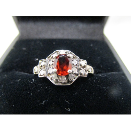 70 - 15ct gold garnet & diamond ring