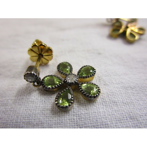 35 - Pair of peridot & diamond earrings