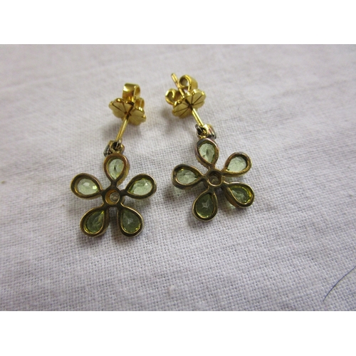 35 - Pair of peridot & diamond earrings