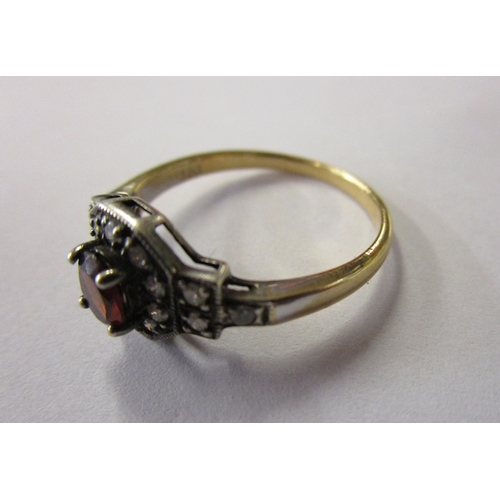 70 - 15ct gold garnet & diamond ring