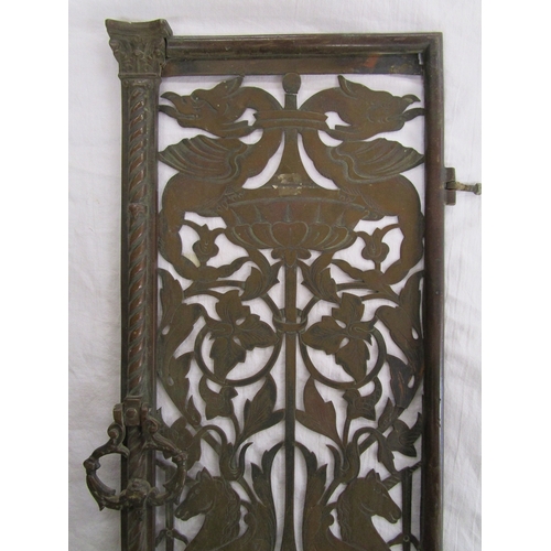 223 - Pair of early brass pierced grill doors