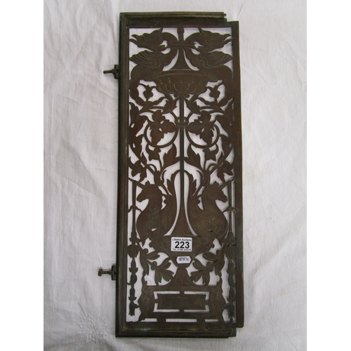 223 - Pair of early brass pierced grill doors