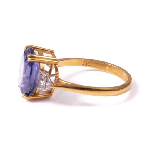 17 - 18ct silver-gilt synthetic sapphire & paste Art Deco style ring