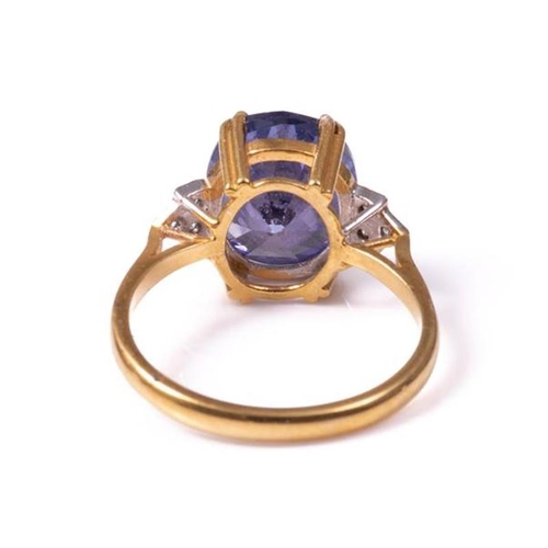 17 - 18ct silver-gilt synthetic sapphire & paste Art Deco style ring