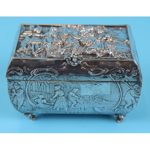 1 - Berthold Muller chased silver casket - Approx weight: 188g