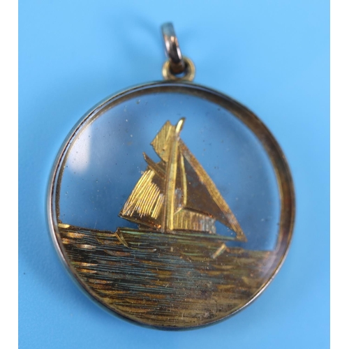 12 - Gold sailing boat pendant