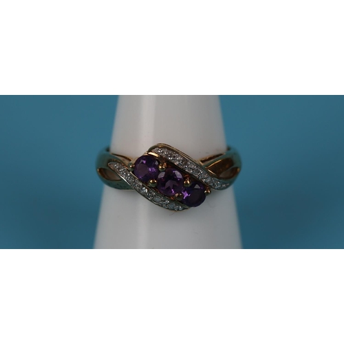 17 - Gold amethyst & diamond ring