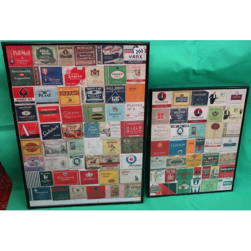 200 - Framed cigarette boxes