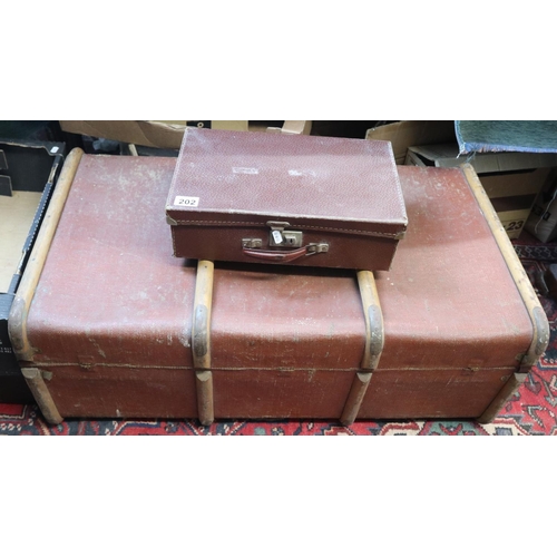 202 - Traveling trunk and small leather case